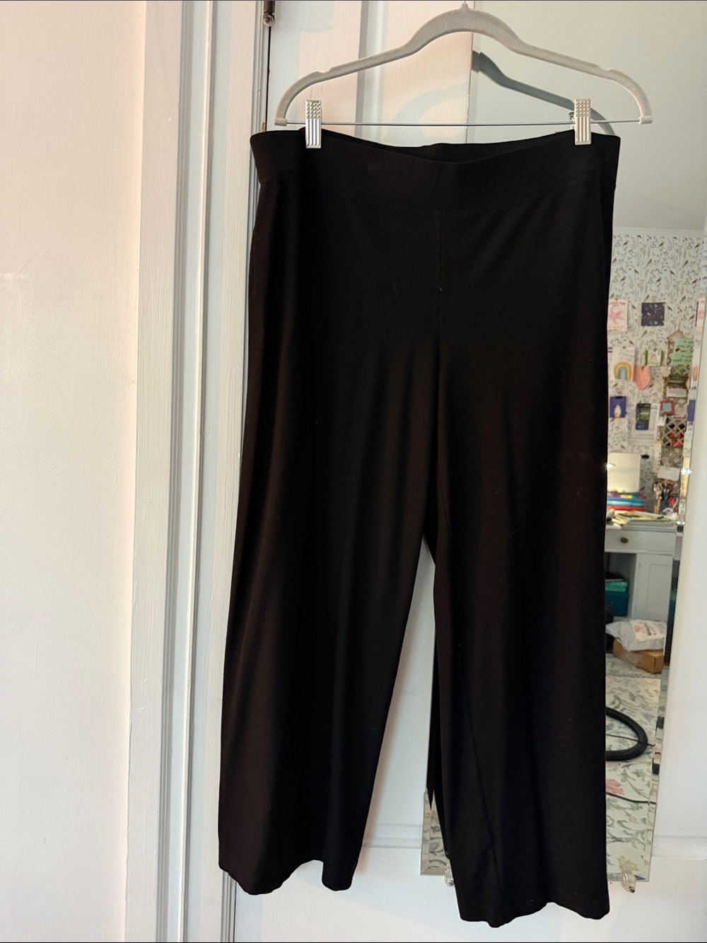 Eileen Fisher large Black Wide-Leg Women's Pants - Classic Pull-On Trousers
